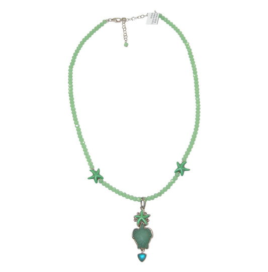 30781A Turtle Sea Glass Sterling Silver Necklace