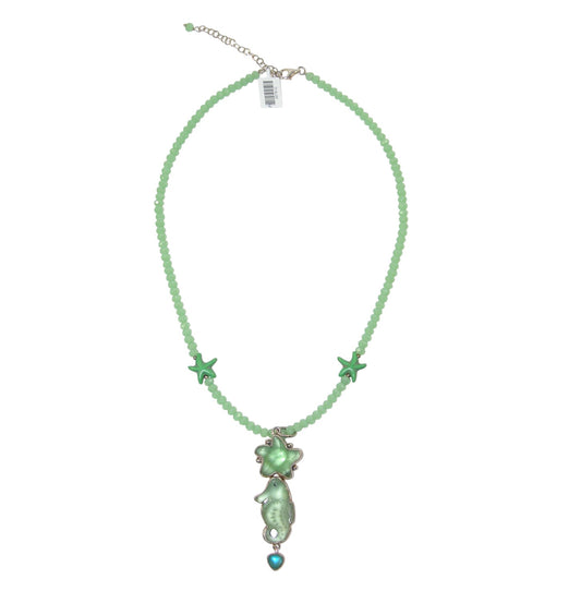 30781C Seahorse Sea Glass Sterling Silver Necklace