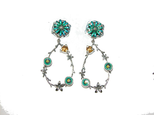 Enamel Flowers Citrine Sterling Silver Earring