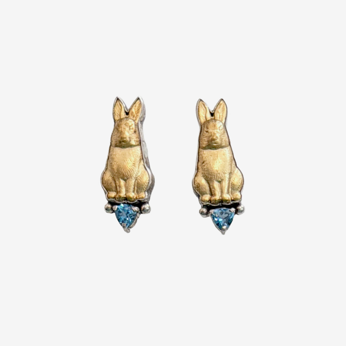 30797B Bunny with Blue Topaz Sterling Silver Earrings
