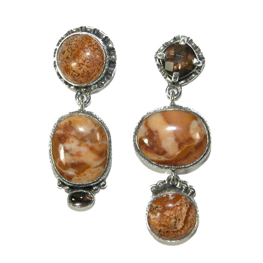 30816B Jasper, Smoky Topaz Sterling Silver Earrings