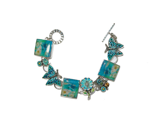 Citrine, Butterfly Tile Sterling Silver Bracelet