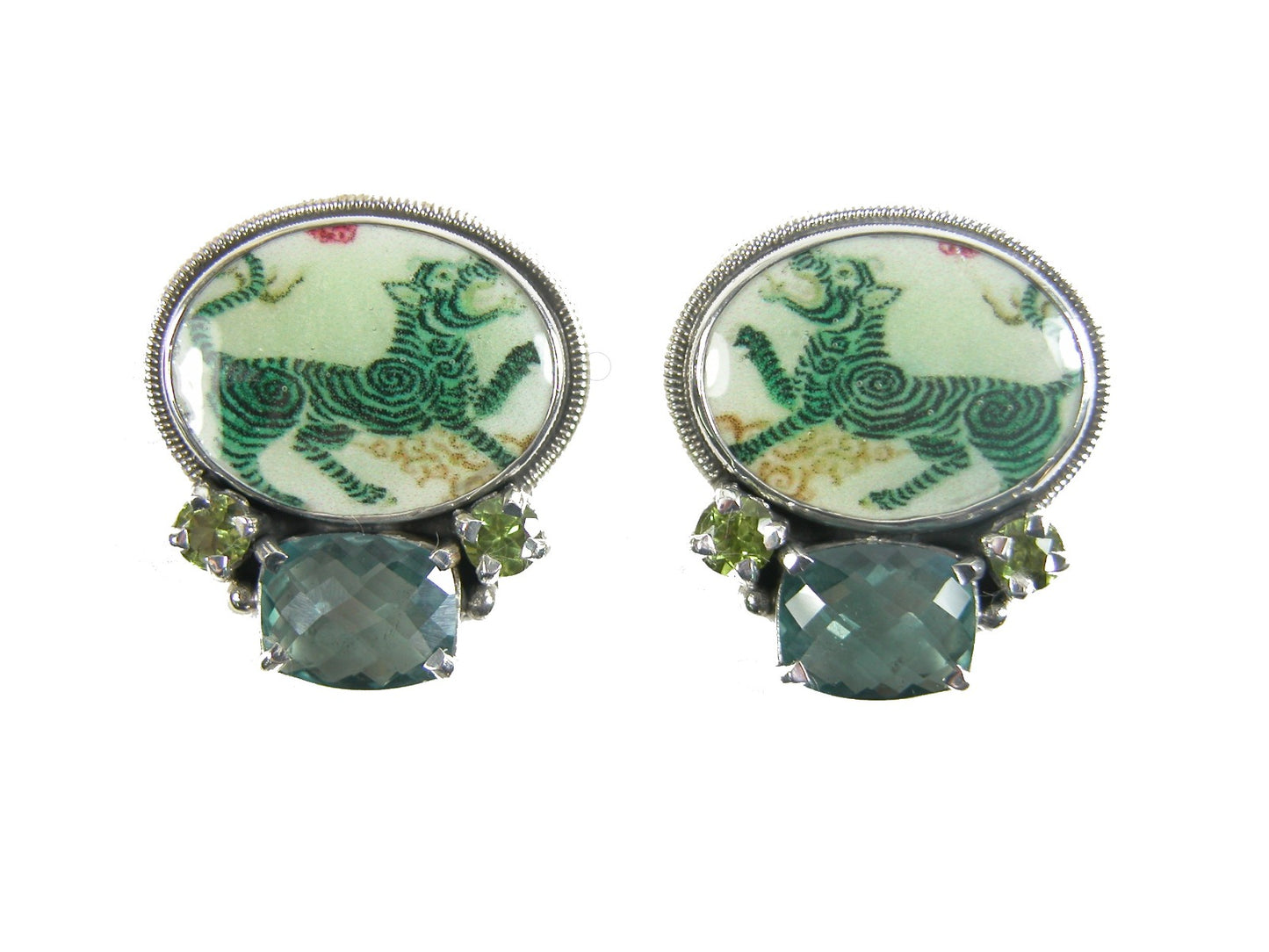 Green Tiger Tile Earring