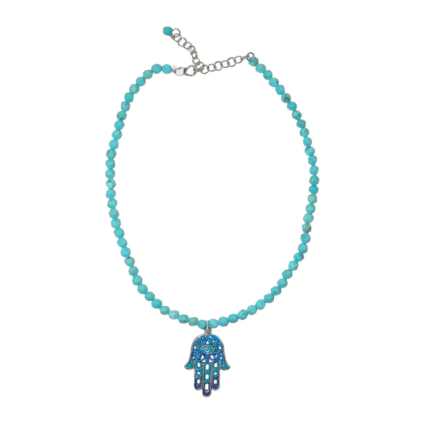 Hamsa Sterling Silver Beaded Necklace