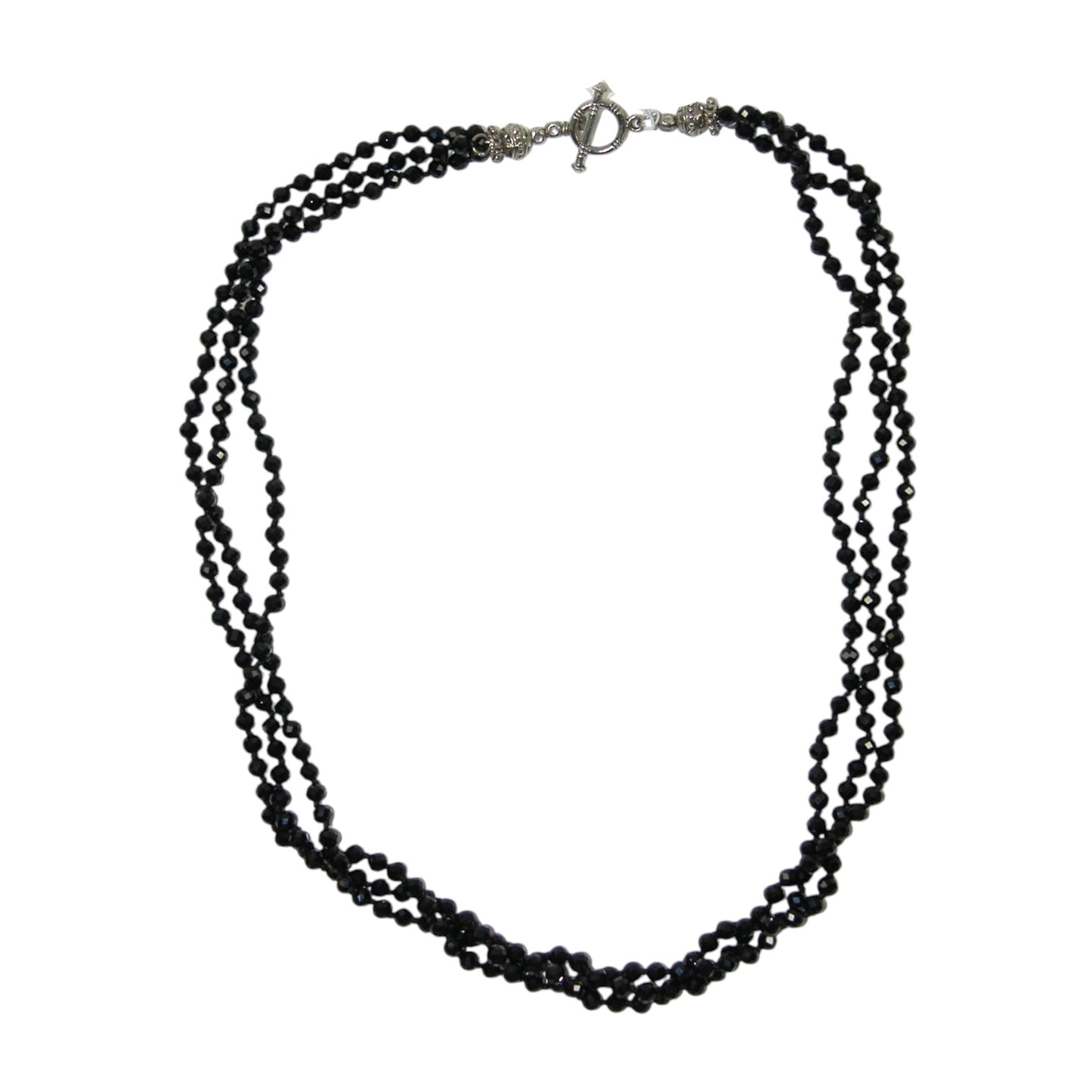 1110 Black Onyx Sterling Silver Beaded Necklace