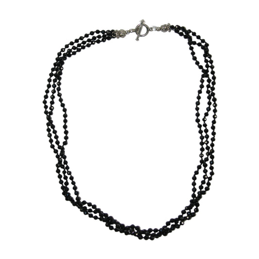 1110 Black Onyx Sterling Silver Beaded Necklace