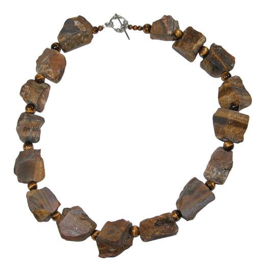 2002 Jasper Sterling Silver Beaded Necklace