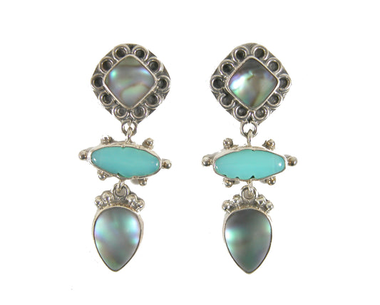 30980 Abalone and Turquoise Sterling Silver Earrings