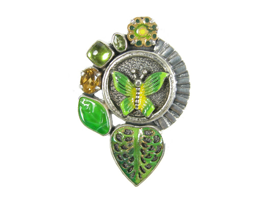 31004 Butterfly Citrine Periodt Enameled Citrine Sterling Silver Pin and Pendant