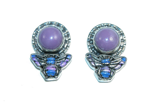 31031 Bee and Phosphosiderite Sterling Silver Earrings