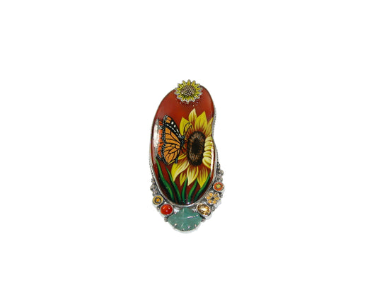 31062 Painted Butterfly Agate Pin Pendant