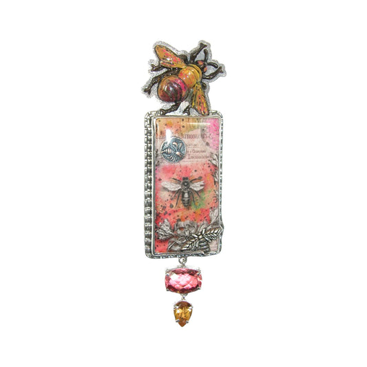 31071 Bee Tile Sterling Silver Pin and Pendant