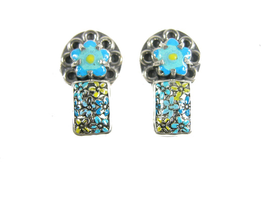 31131 Hand Enameling Sterling Silver Earrings