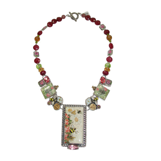 Hand Made Bee Tile, Citrine Sterling Silver Necklace