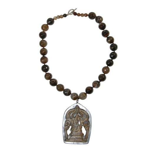 Banded Agate Zen Sterling Silver Necklace