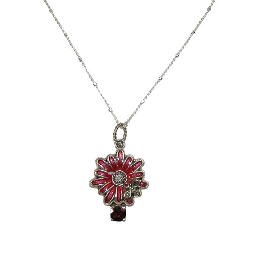 31154 Garnet, Hand Enameling Sterling Silver Necklace