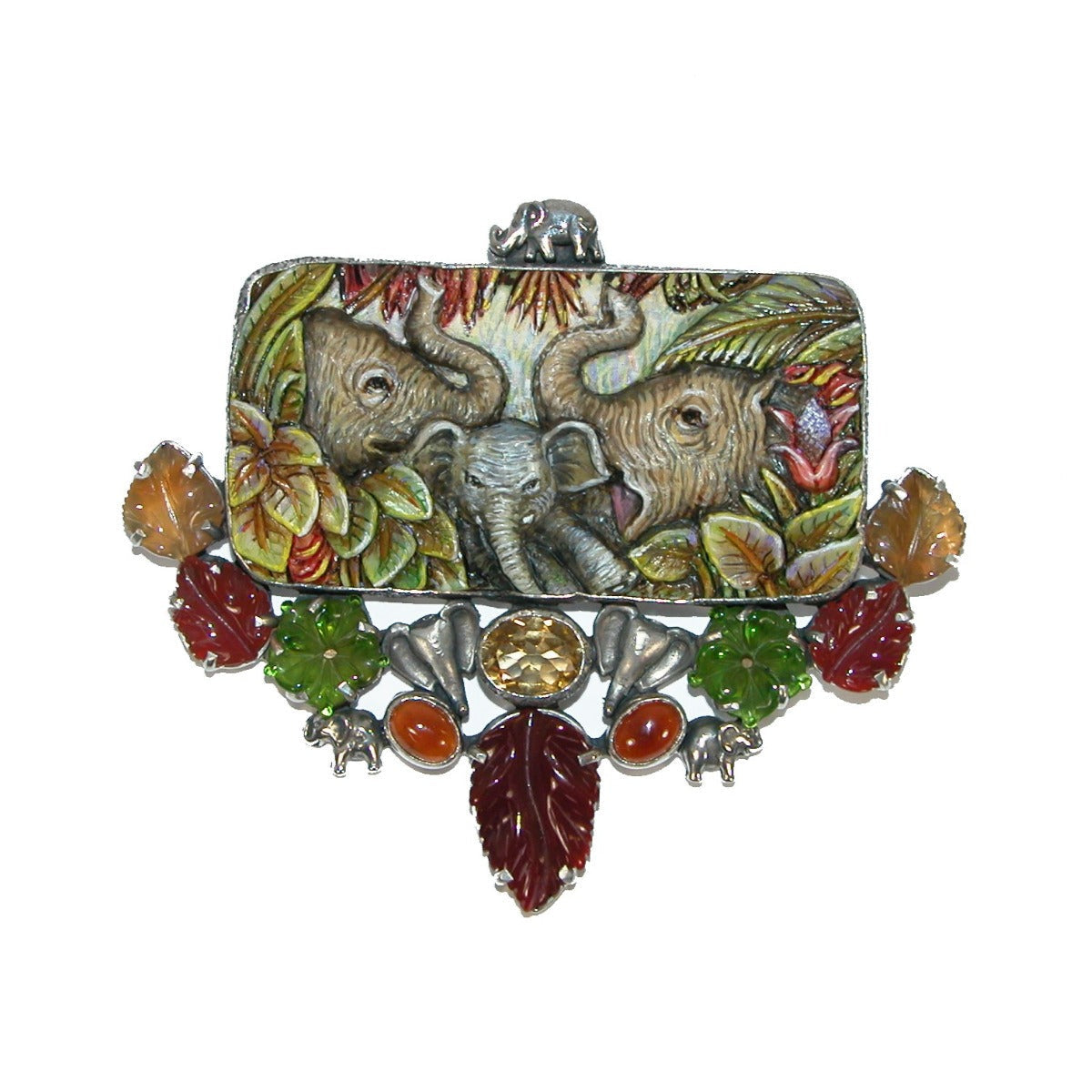 31157 Hand Carved Bone Elephant Pin Pendant