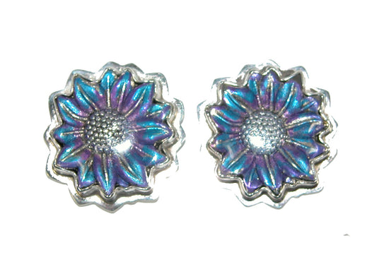 31170 Hand Painted Enamel Flower Sterling Silver Stud Earring