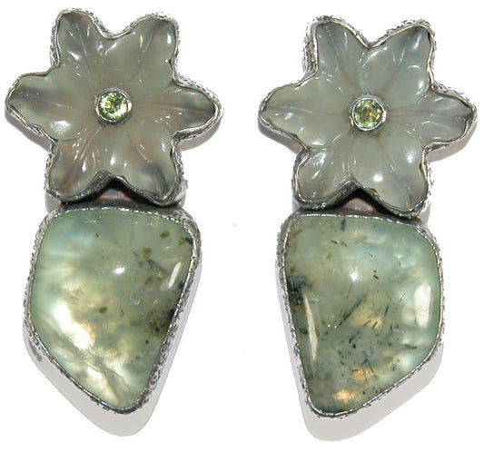 Prehnite Jade Flower Peridot Sterling Silver