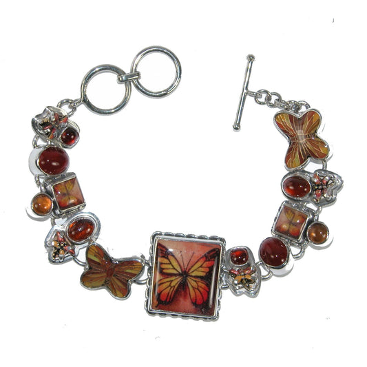 31226 Butterfly Tile Sterling Silver Bracelet