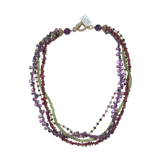31229A Four Strand Amethyst, Peridot, Tourmaline necklace