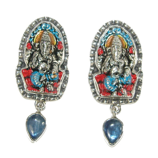 31241 Ganesha Hand Enamel Sterling Silver Earrings