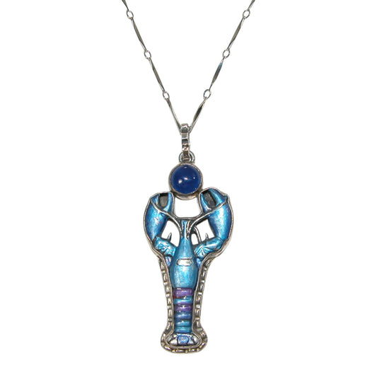 31307 Hand Enameled Lobster Sterling Silver Necklace