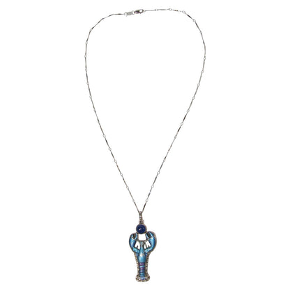31307 Hand Enameled Lobster Sterling Silver Necklace
