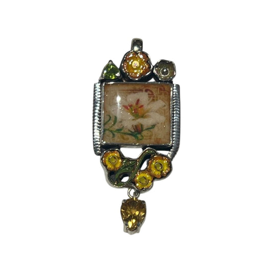 31342 Citrine, Hand Made Tile Sterling Silver Pin and Pendant