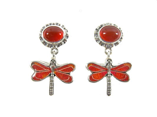 31360 Carnelian Dragonfly Sterling Silver Earrings