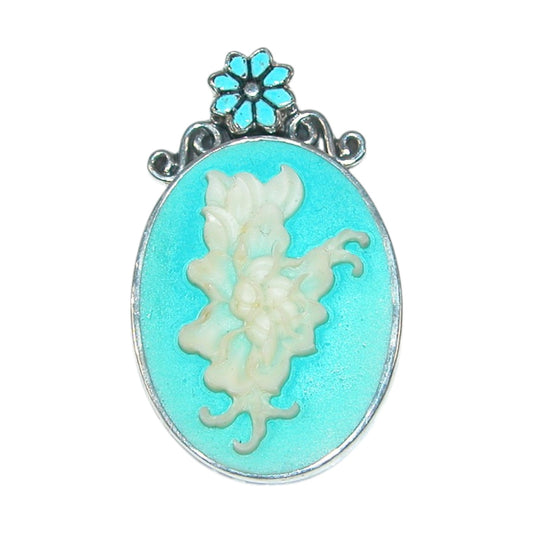 31395 Floral Cameo Sterling Silver Pin and Pendant