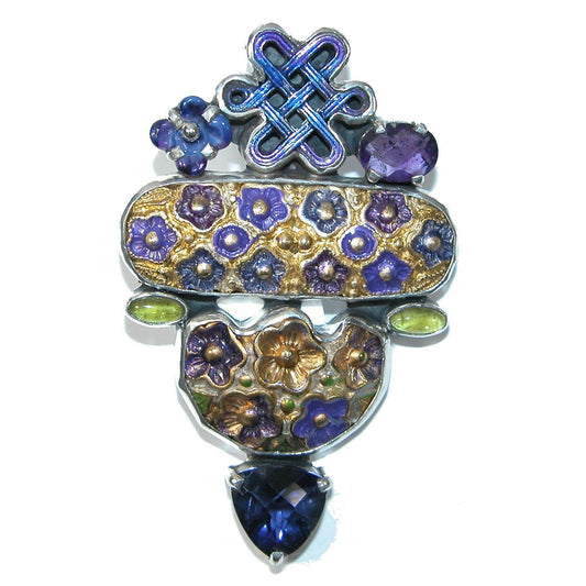 31437 Floral Enameled Sterling Silver Pin and Pendant