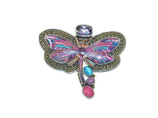 Enameled Dragonfly Amethyst, Onyx, Phosphosiderite