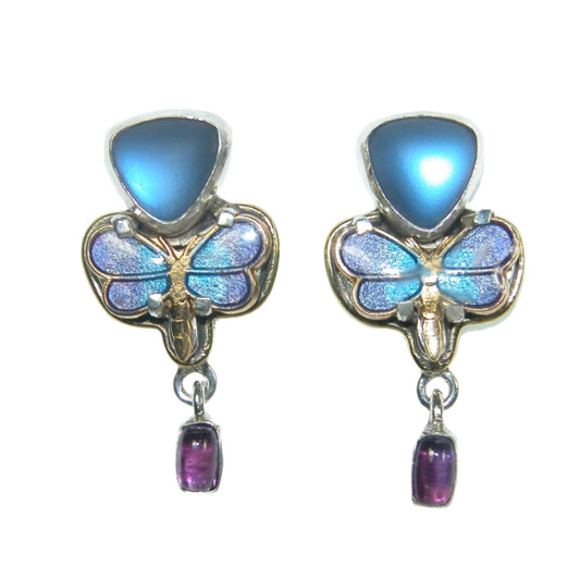31597A Enameled Dragonfly Sterling Silver Earrings