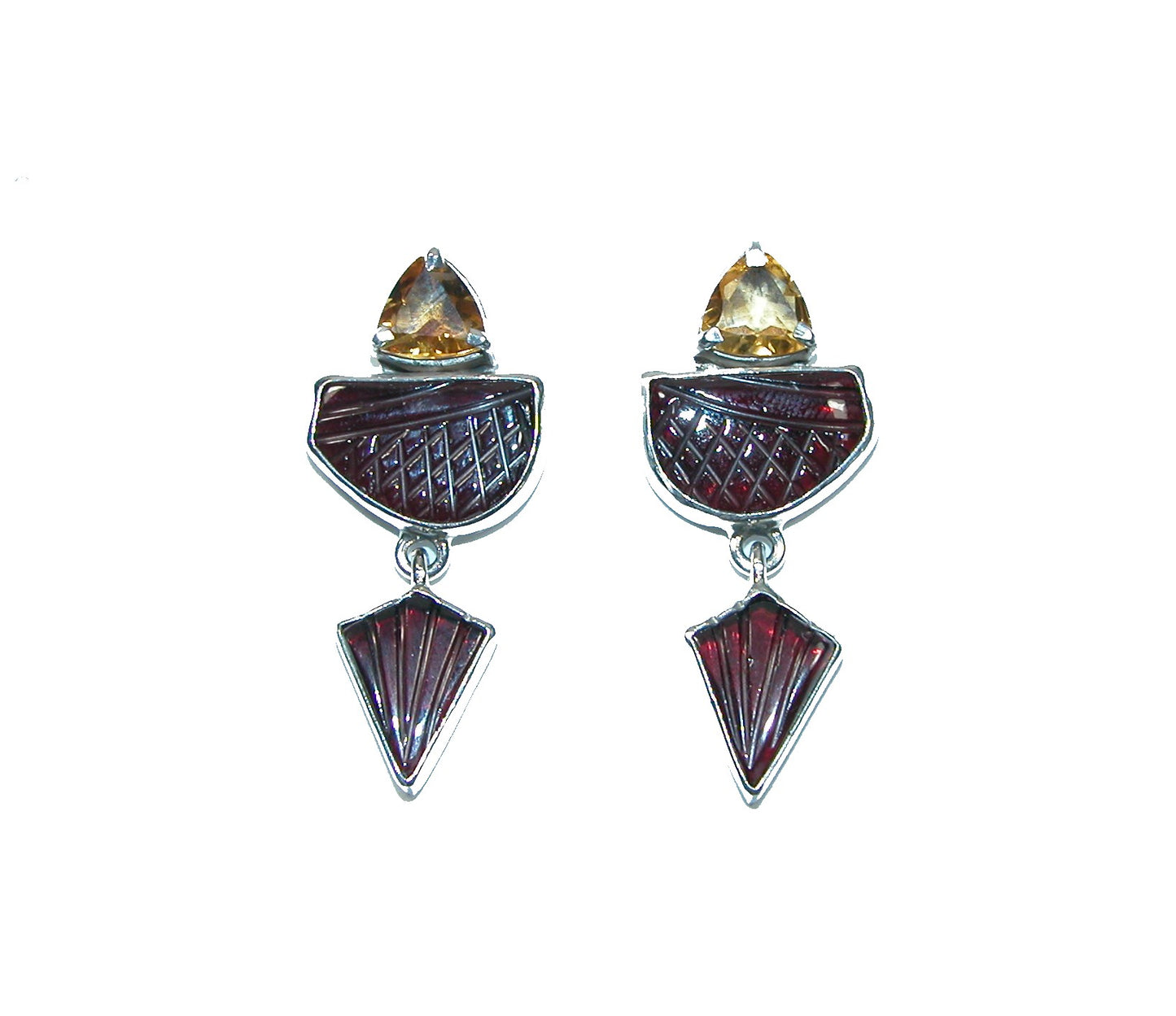 31601 Citrine and Amber Torch Sterling Silver Earrings