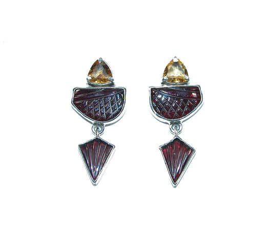 31601 Citrine and Amber Torch Sterling Silver Earrings