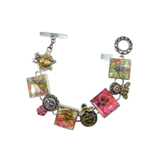 31628 Bee Hand Made Tile, Hand Enameling Sterling Silver Bracelet