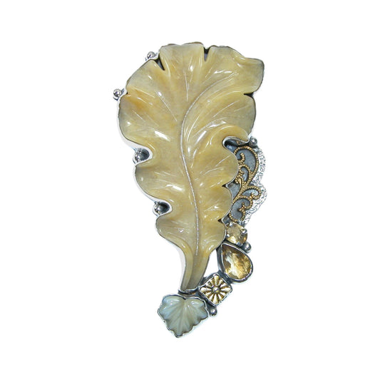 31646 Carved Leaf Sterling Silver Pin and Pendant