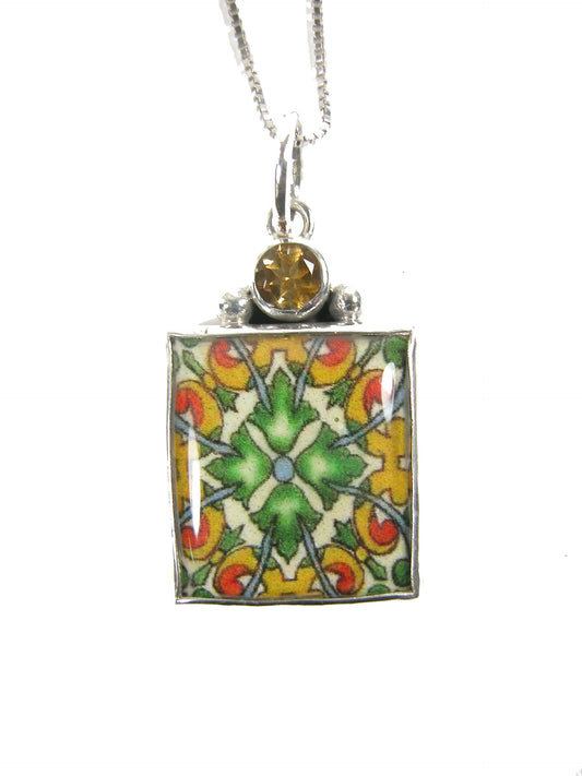 31716E Hand Made Tile Sterling Silver Necklace