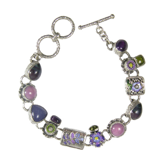 Amethyst Peridot Flower Garden Bracelet