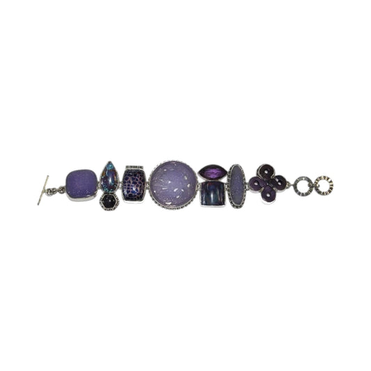 Purple Jade Quartz Dyed Turquoise Enamel Turtle Bracelet
