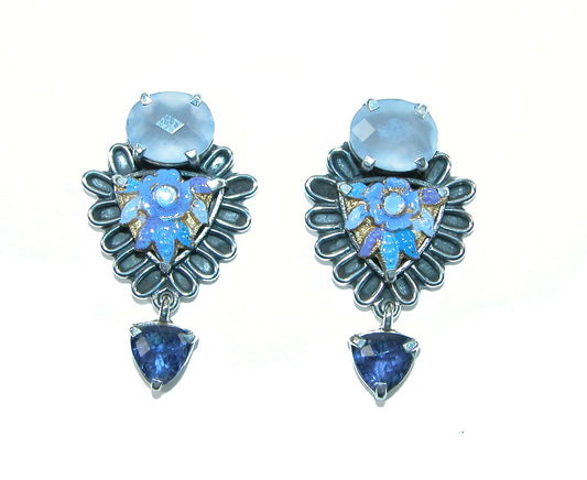 31783 Chalcedony Enamel Sterling Silver Earring