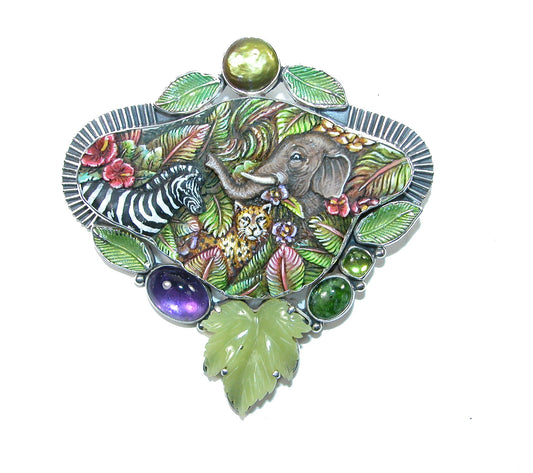 Collectible Zebra Coin, Freshwater Pearl, Black Onyx Sterling Silver Pin and Pendant (Copy)
