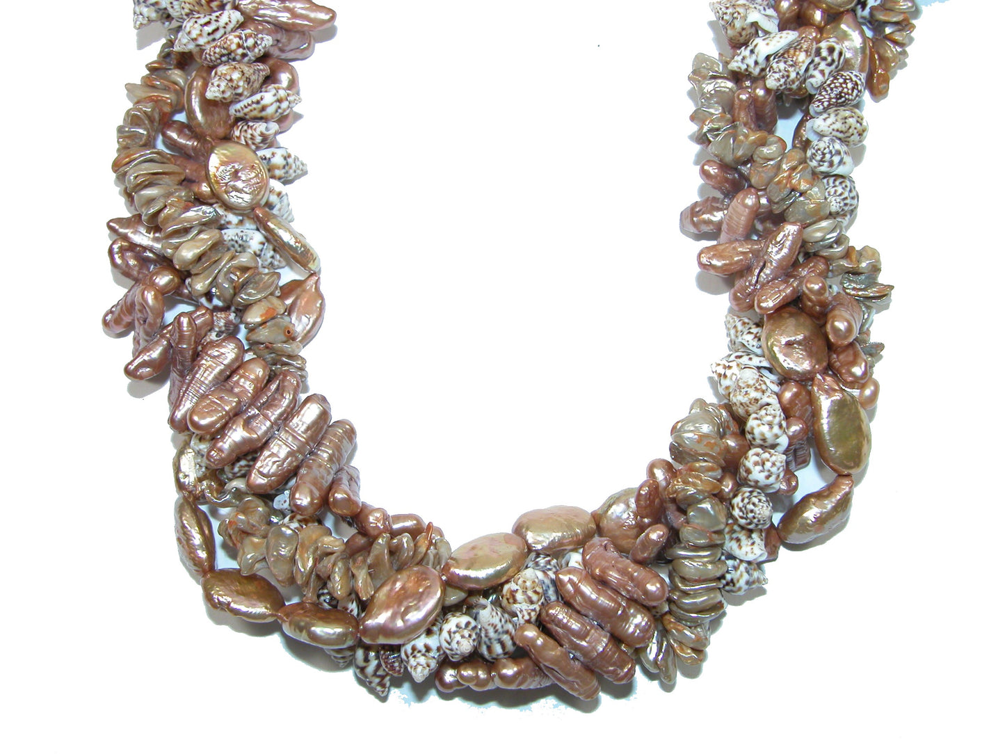 Pyrite, Freshwater Pearl, Jasper Beaded Multistrand Sterling Silver Necklace