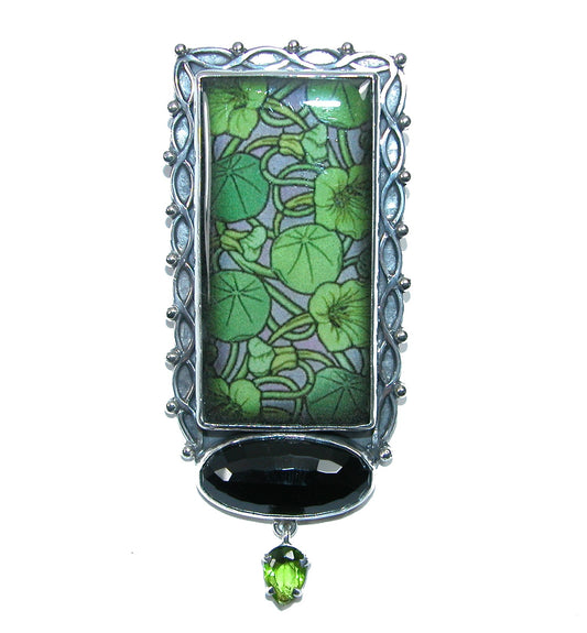 31906 Green Lilly Sterling Silver Pin and Pendant