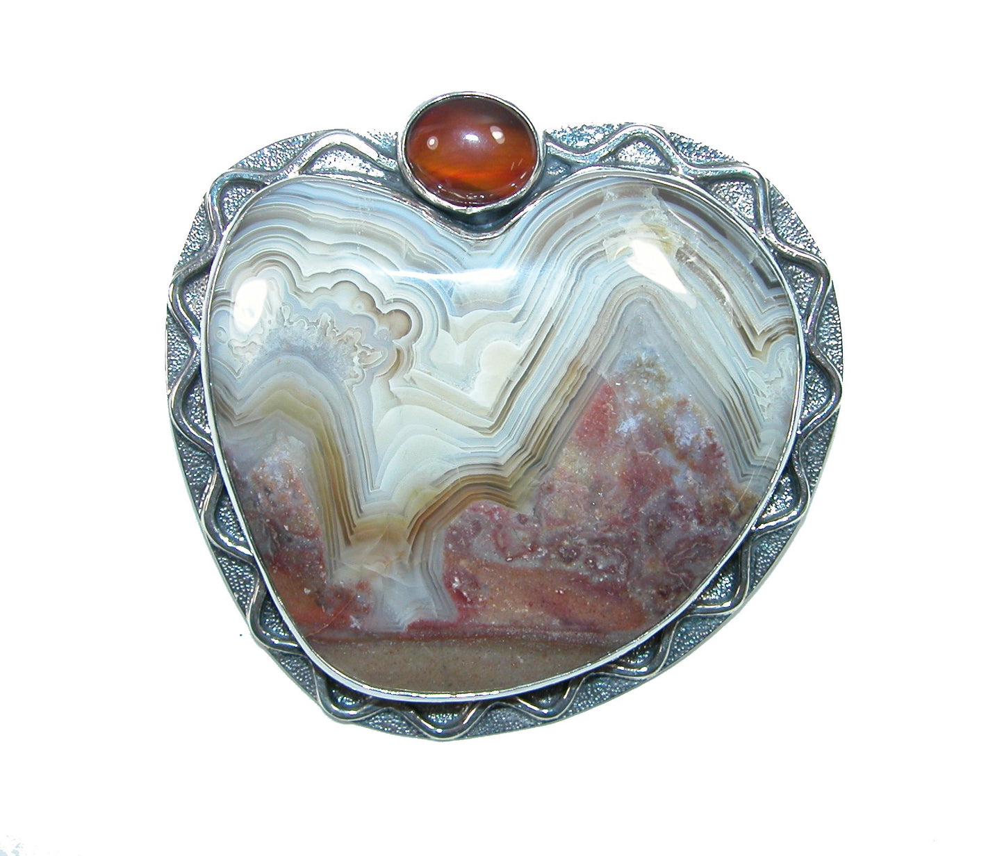 31919 Agate, Hessonite Sterling Silver Pin and Pendant