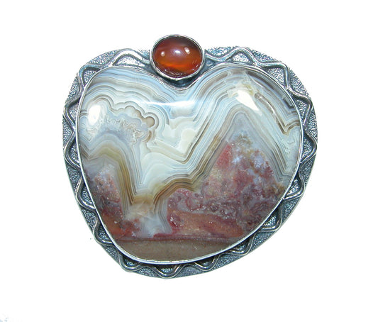 31919 Agate, Hessonite Sterling Silver Pin and Pendant