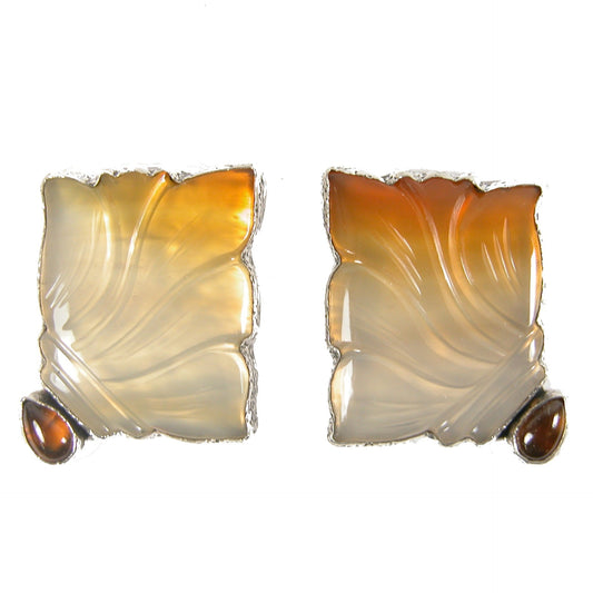 31920 Carved Carnelian Sterling Silver Earrings