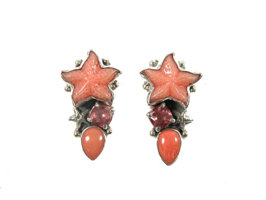 31922 Starfish 3 Piece Sterling Silver Earrings
