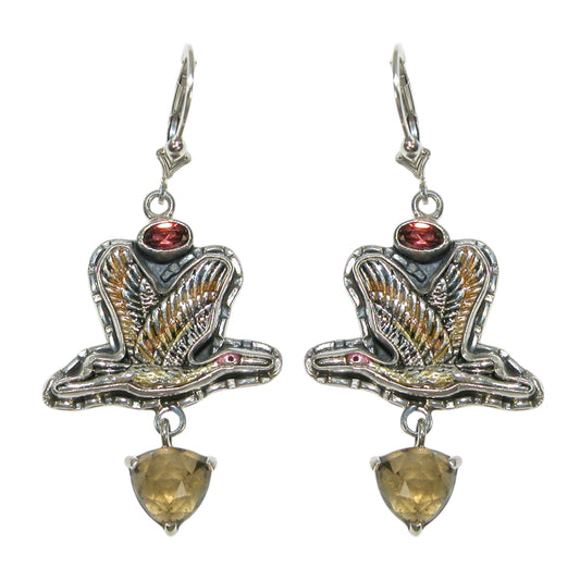 31925A Citrine Hand Enamel Sterling Silver Earrings